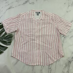 Diversity Womens Vintage 90s Button Up Shirt Size L P Pink White Stripe Boxy Fit